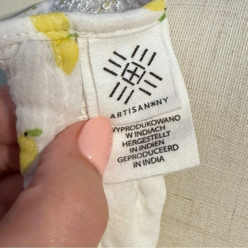 Artisan NY Lemon Print Smocked Dress 24M White Yellow Bow Summer Toddler